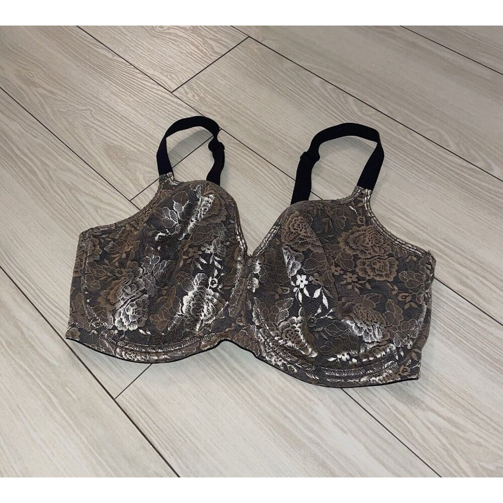 Scarlette Modern Movement Y22BM266 Metallic Lace Bra UW Womens 36G Black Gold